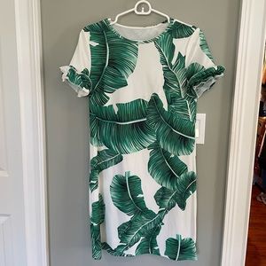 Palm print short sleeve dress
